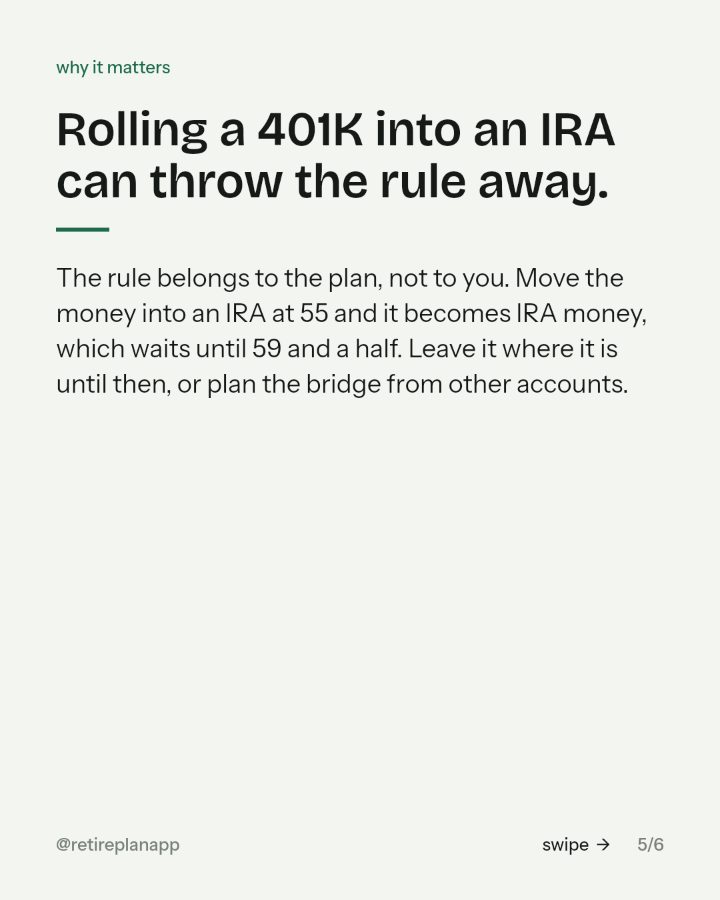 Slide 5 of 6: Rolling a 401K into an IRA can throw the rule away.