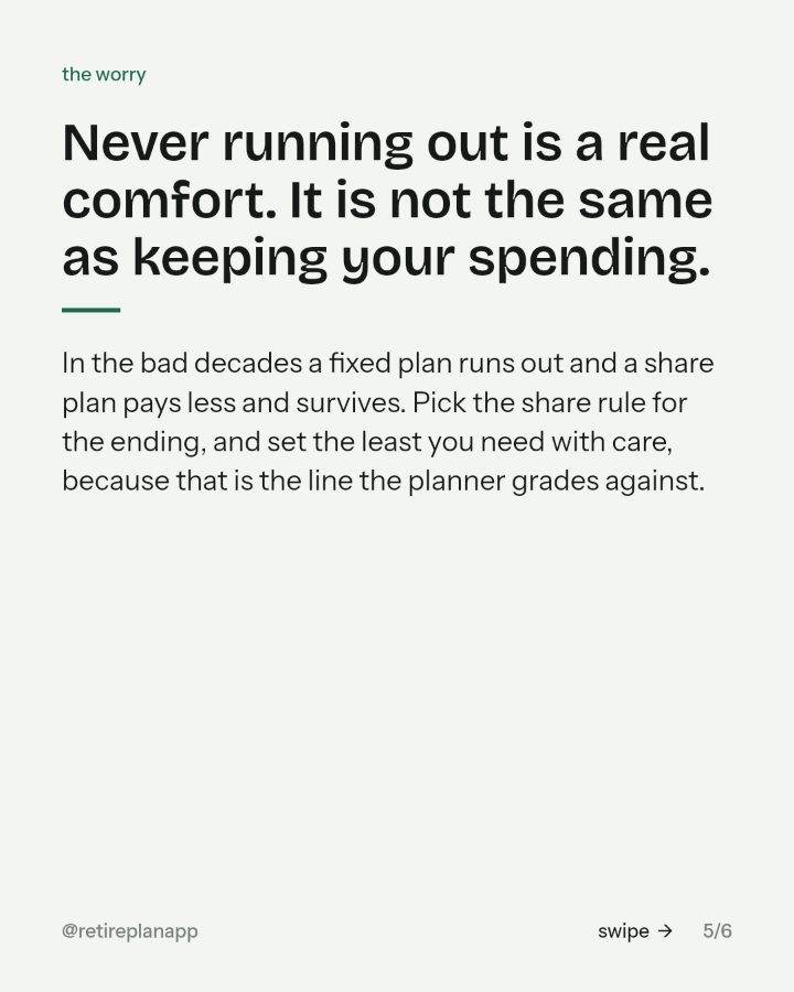 Slide 5 of 6: Never running out is a real comfort. It is not the same as keeping your spending.