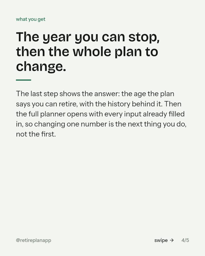 Slide 4 of 5: The year you can stop, then the whole plan to change.